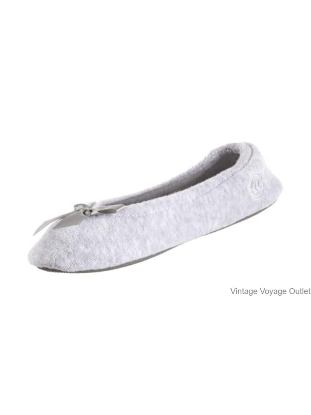 Isotoner Women's Classic Terry Ballerina Slippers - Satin Bow, Non-Slip